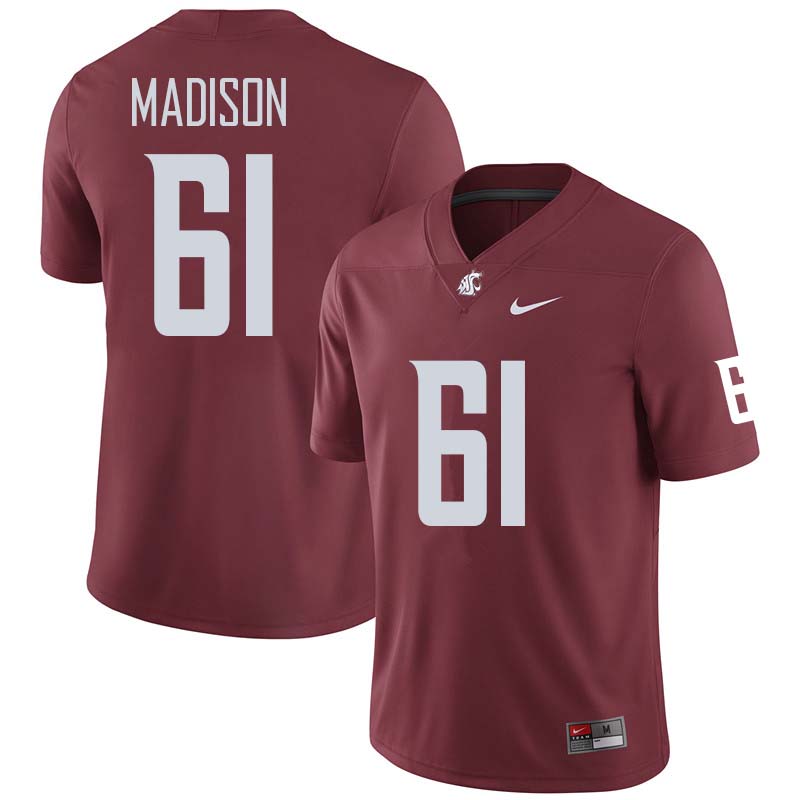Washington State Cougars #61 Cole Madison College Football Jerseys Sale-Crimson